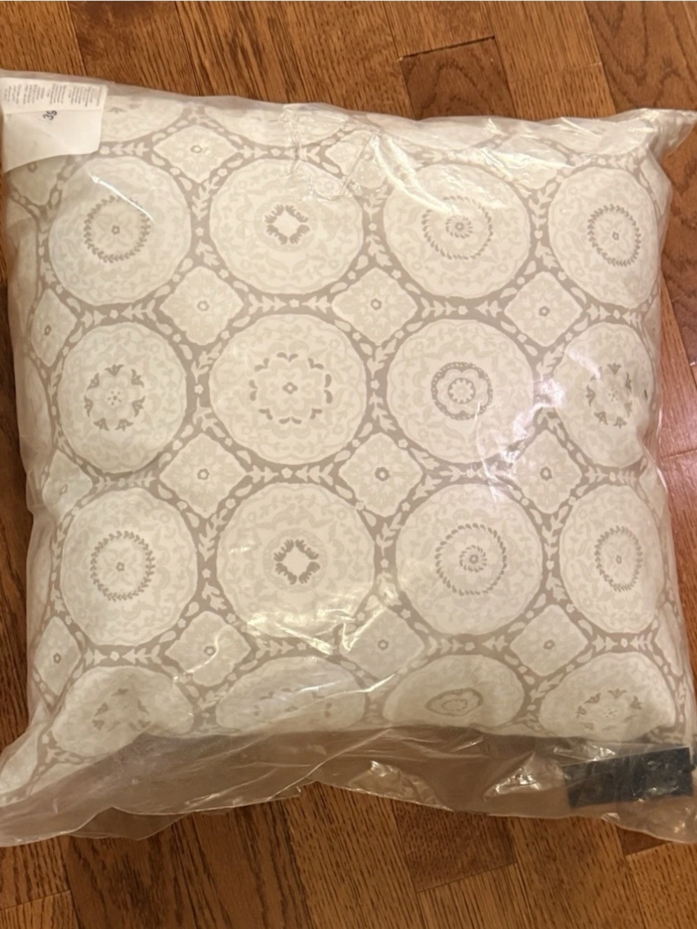 NEW Pottery Barn Kravet Medallion Outdoor Pillow | Sand + Ivory Print | 20" sq